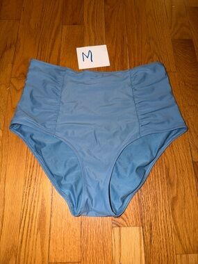 High-Waist denim blue swim bottoms